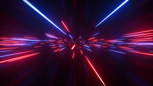 istock Abstract bright creative cosmic background. Hyper jump into another galaxy. Speed of light, neon glowing rays in motion. Beautiful fireworks, colorful explosion, big bang. Falling stars. 3d rendering 1278862449