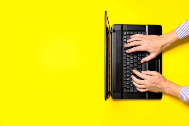 istock above view for a office workplace. network business and e-learning conceptual. copy space. studio shot 1278874585