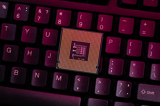 Computer Cpu Keyboad Picture Cpu Central Processing Unit Close Up On A Desktop Keyboard Background ...