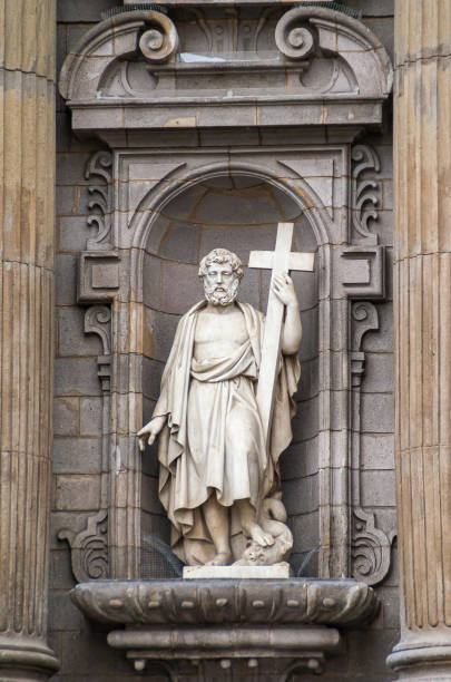 istock Apostle with crosss on Main entrance into Cathedral Basilica, Lima, Peru. 1278875295
