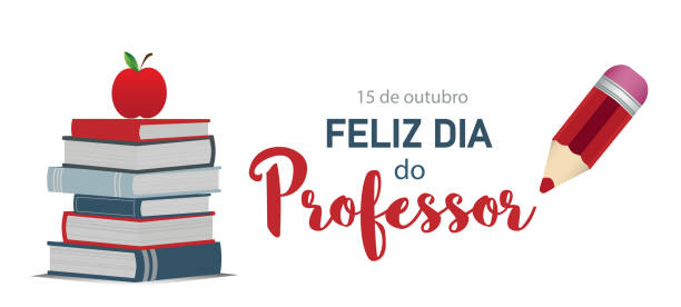 Happy teacher's day in Portuguese language. Dia do Professor vector banner. Happy teacher's day in Portuguese language. Dia do Professor vector banner. happy teacher day stock illustrations