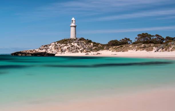 faro di bathurst, pinky beach, rottnest island - australia occidentale - 4694 foto e immagini stock