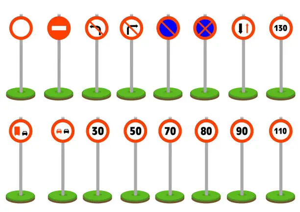 Vector illustration of french traffic signs vector set