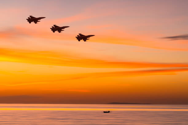istock Silhouette airplane with beautiful colorful sunset sky background 1278893053