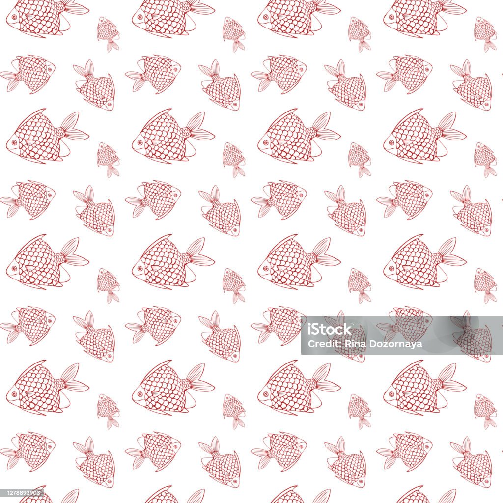 Fishig Red Pattern Seamless Pattern With Red Fish On White Background Stock Illustration ...