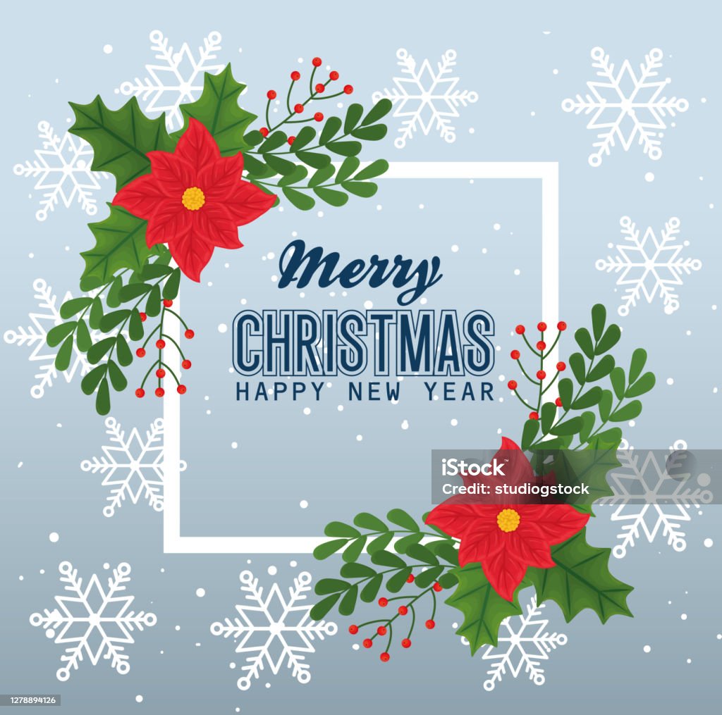 Ilustración de Feliz Navidad Feliz Nuevo Año Marco Con Flores Y Hojas Vector Diseño y más Vectores Libres de Derechos de Acebo - iStock Ilustración de Feliz Navidad Feliz Nuevo Año Marco Con Flores Y Hojas Vector Diseño y más Vectores Libres de Derechos de Acebo - iStock