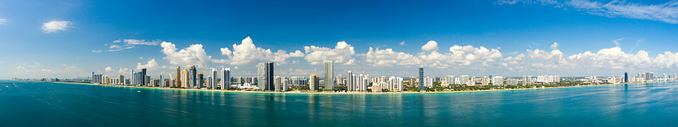 Aerial morning panorama Sunny Isles Beach FL