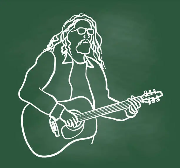 Vector illustration of Musician Free Spirit Chalkboard