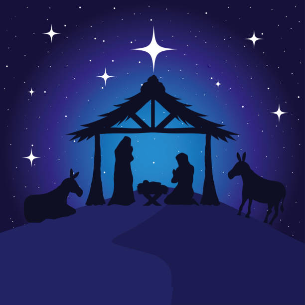 istock nativity mary joseph and baby on blue background vector design 1278897291
