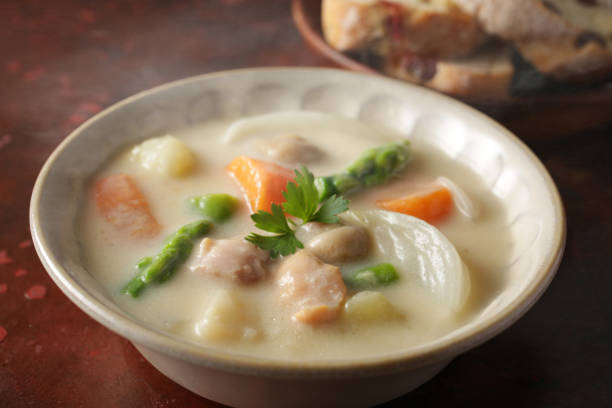 istock Cream stew in a reddish brown background 1278897858