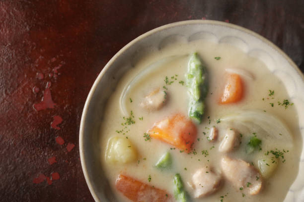 istock Cream stew in a reddish brown background 1278897880