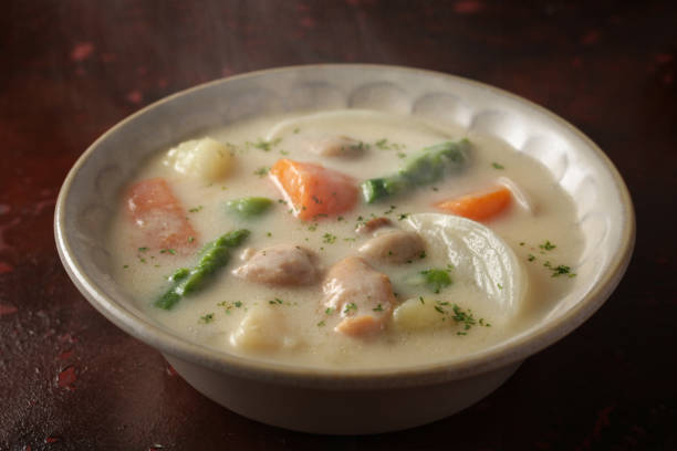 istock Cream stew in a reddish brown background 1278897895
