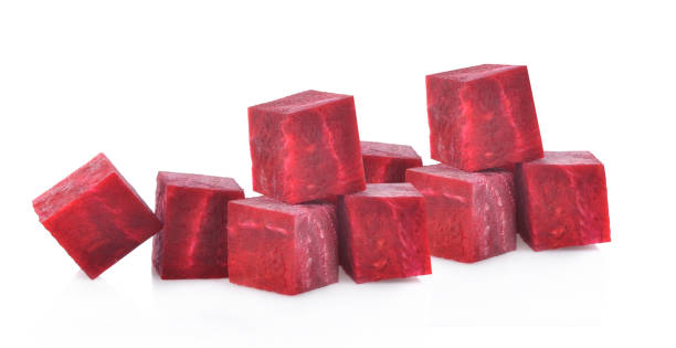 istock Clouseup of Slice beetroot isolated on white background 1278898083