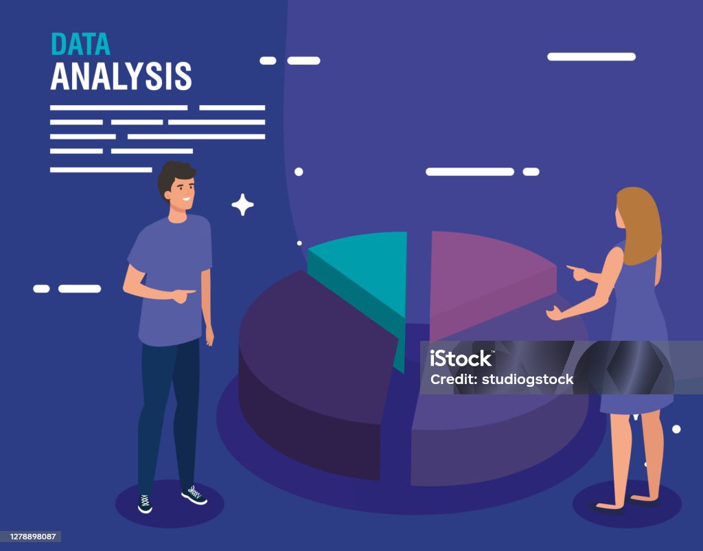 Analysis Map Cake Data Analysis Cake Chart Woman And Man Vector Design Stock Illustration ...