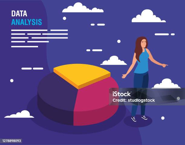 Analysis Map Cake Data Analysis Cake Chart And Woman Vector Design Stock Illustration ...
