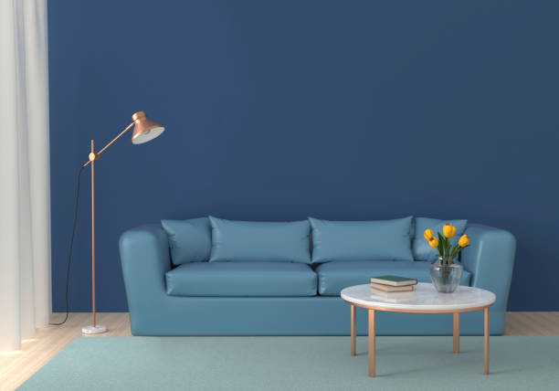 istock Living room in blue shades with a sofa 1278898842