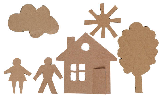 3D house and cartoon characters concept on white background - great for topics like sheltering, mortgage, house rent/ sale etc.
