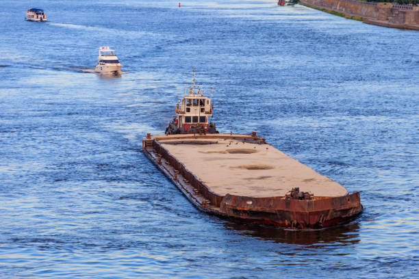 istock Heavy long barge sailing on the Dnieper river in Kiev, Ukraine 1278902449