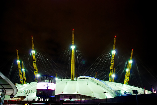 London / UK - December 2013: The O2 Arena entertainment complex on the banks of the River Thames in Greenwich, London