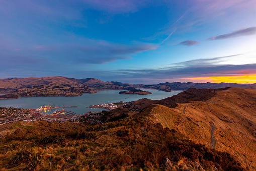 In this May 26, 2019 photo, the port of Lyttelton in Canterbury, New Zealand is seen from Mount Pleasant in the Port Hills of Christchurch.