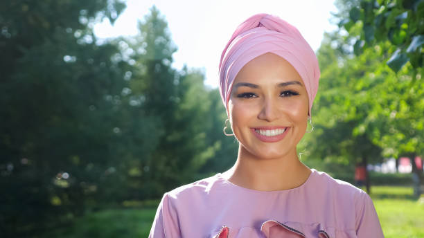 istock professional model in purple hijab poses looking straight 1278908512