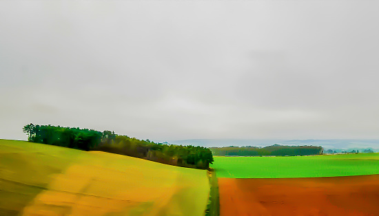 the landscape of fields in southern France