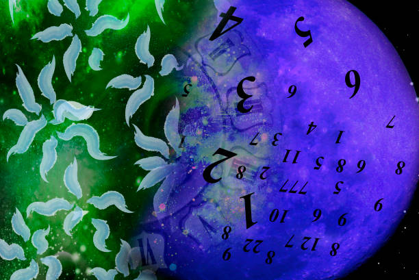 istock Full moon abstract flowers and numbers 1278910382