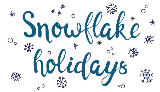 istock Lettering - Snow Holidays. Winter postcard. Snowflakes, snowballs. White background, isolate. 1278914657