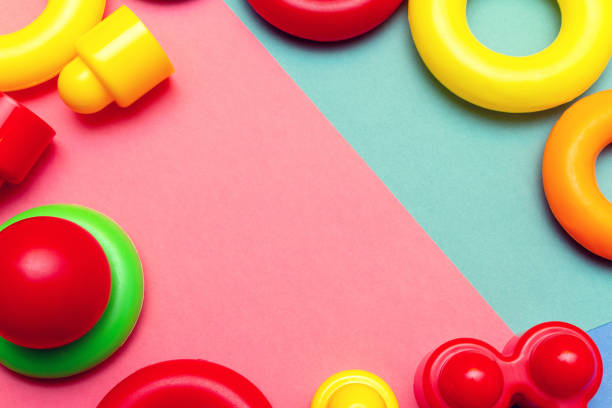 istock Colorful child kids education toys pattern background with copy space. 1278917747
