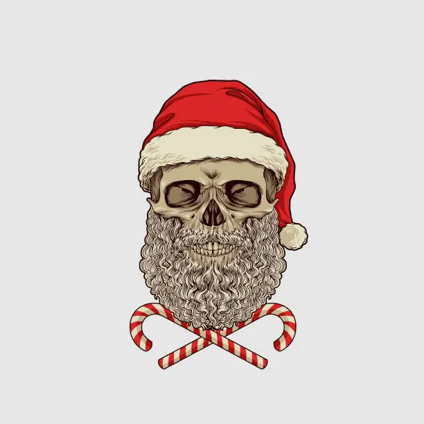 Vector illustration of Santa Claus Skull with Candy Vector Illustrations for your work and merchandise clothing, sticker, and publications