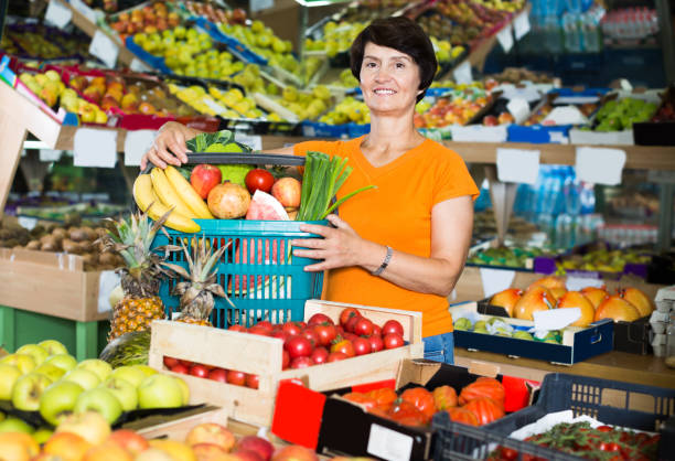 istock Ordinary woman is demonstraiting basket 1278919703