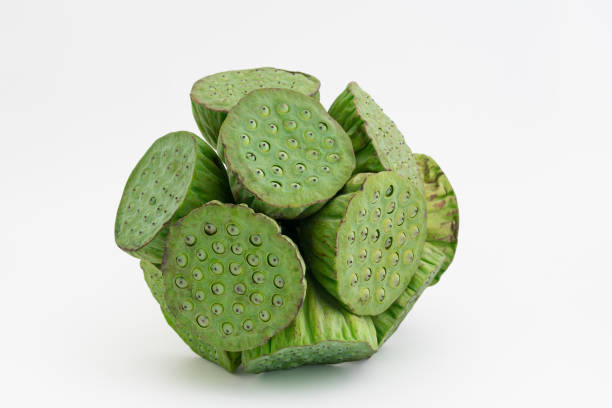 istock Fresh ripe lotus seeds isolated on white background 1278919777