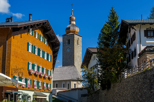 Lech, Tirol, Austria - September 15, 2020: The church of Lech am Arlberg in Austria