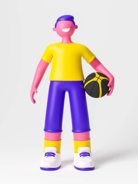 istock Cute happy young boy with basketball ball 1278935896