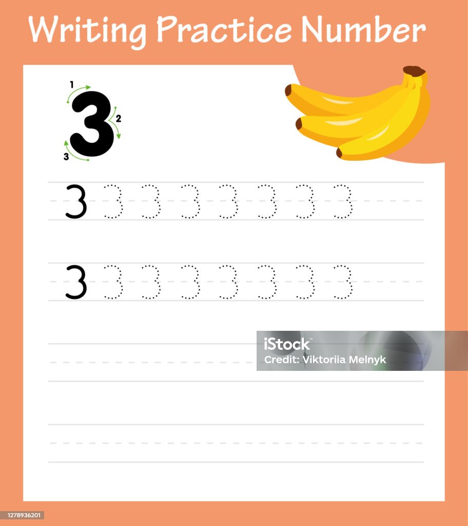 3 Writing Math Worksheets Printable Math Worksheet For Kindergarten Children To Improve Writing ...