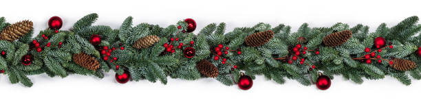 istock Christmas fir and decorations on white 1278938492
