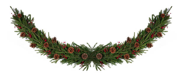 Christmas fir decoration on white stock photo