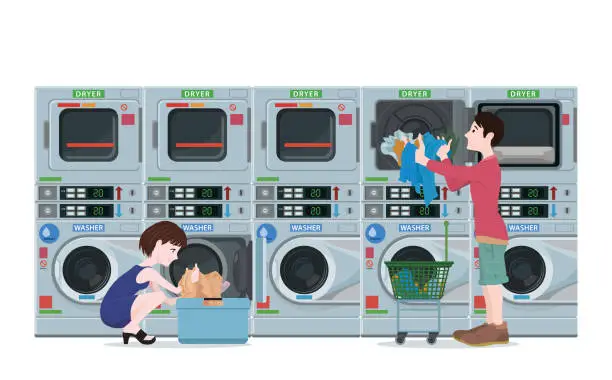 Vector illustration of Self-service laundry