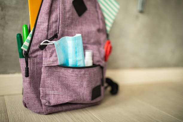 istock Backpack prepared with school supplies, protective face mask and antiseptic for the return to school 1278941575