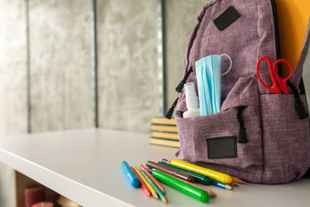 istock School backpack and school supplies on shelf at home 1278941668