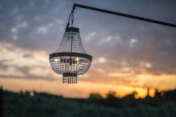 istock Precious Glass Chandelier exposed Outside at Sunset 1278945891