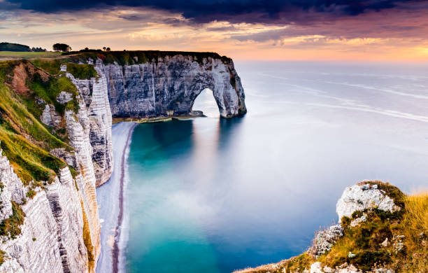 istock Striking rock formation in Etretat 1278947441