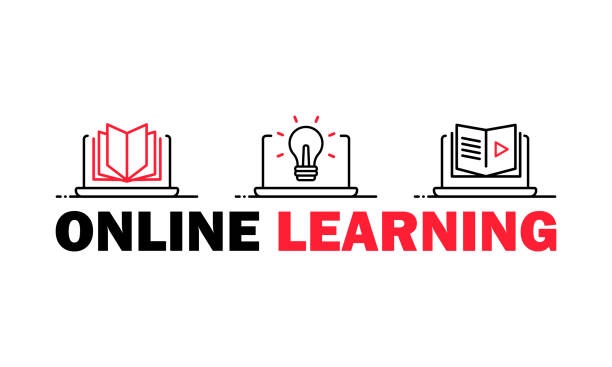 Online learning icon. Studying at home. Vector on isolated white background. EPS 10 Online learning icon. Studying at home. Vector on isolated white background. EPS 10. youtube logo stock illustrations