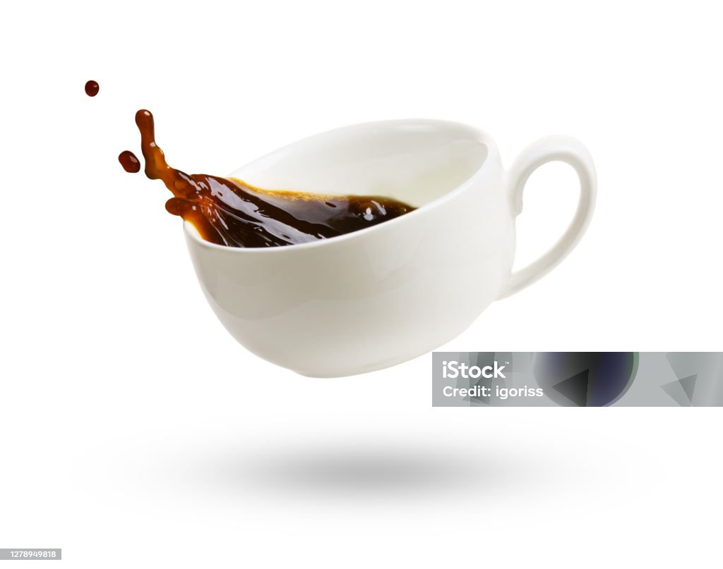 A cup of coffee with splash isolated on a white A cup of black coffee with splash isolated on a white background Coffee - Drink Stock Photo