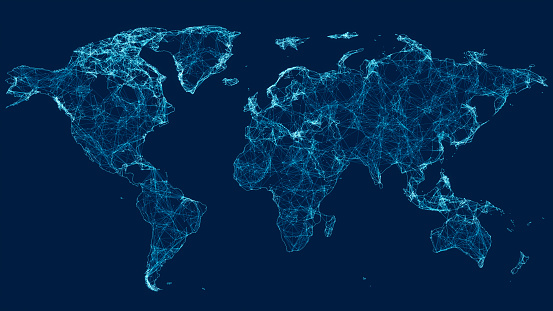Mapa mundial con conexiones photo