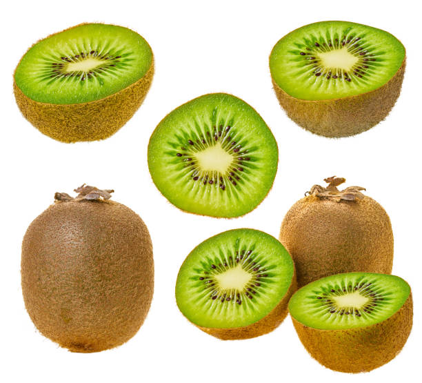 istock Kiwi fruit whole and sliced isolated white background 1278951611
