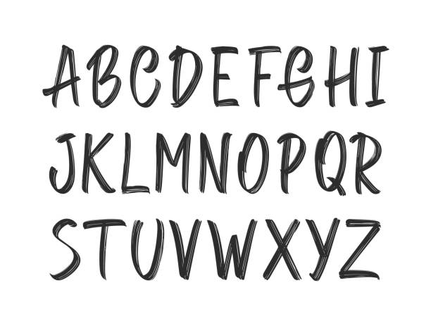 istock Hand Drawn ink brush grunge Font. English Alphabet capital letters on white background. 1278953368