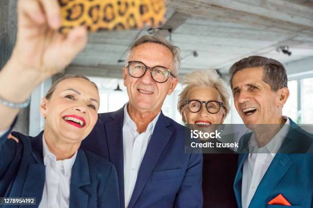 Cheerful Business People Taking Selfie Stock Photo - Download Image Now - Businessman, Shareholder, Business Person