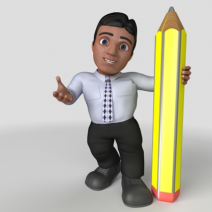 3D Render of Cartoon Business Character