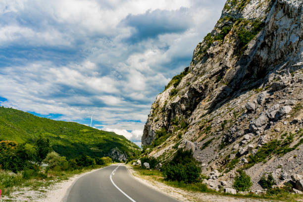 istock Road in Danube gorge in Djerdap on the Serbian-Romanian border 1278955569